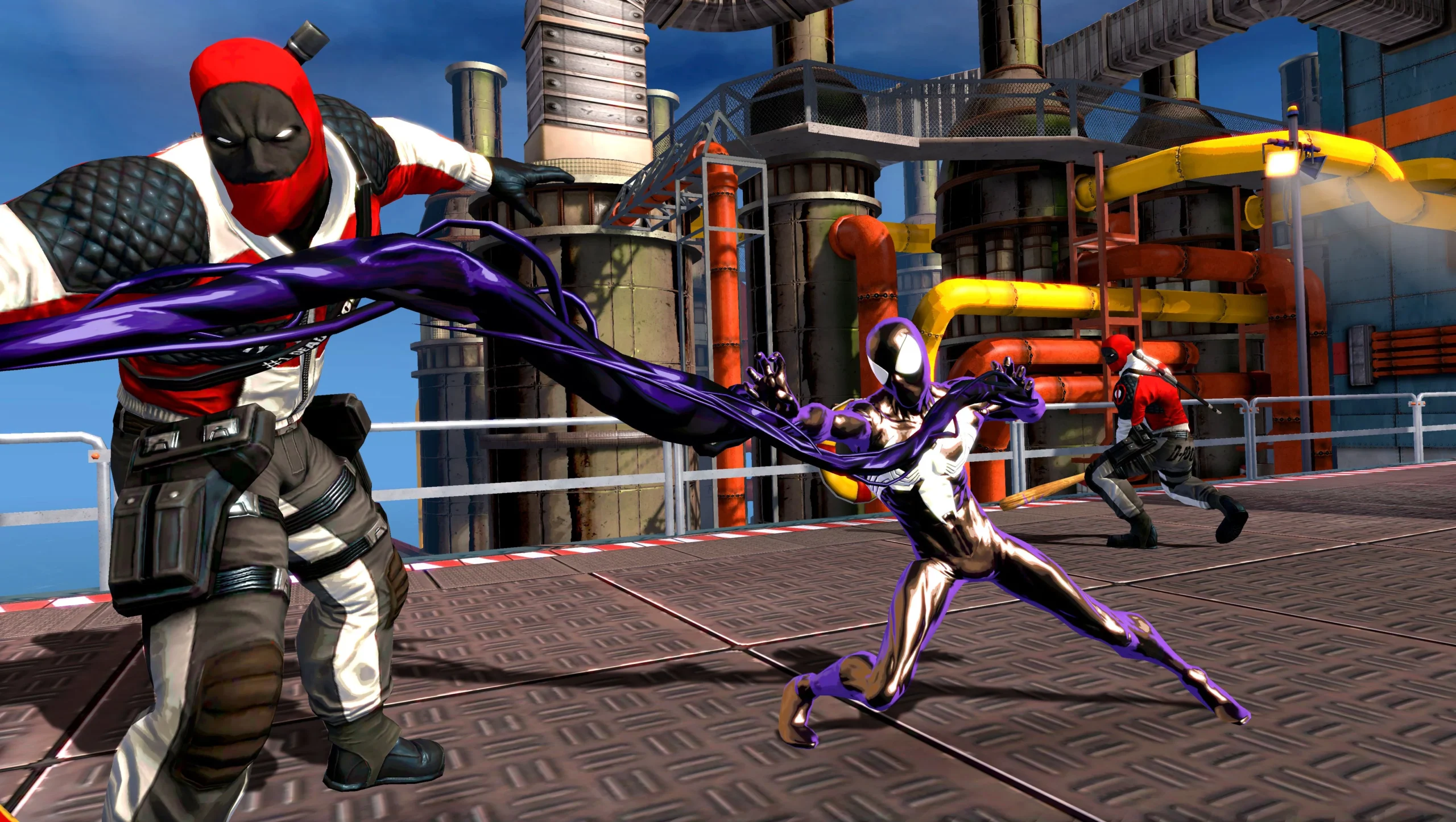 Captura Spider Man Shattered Dimensions Spider Man 2099 Lucha Contra Un Enemigo En Una Ciudad Futurista Scaled