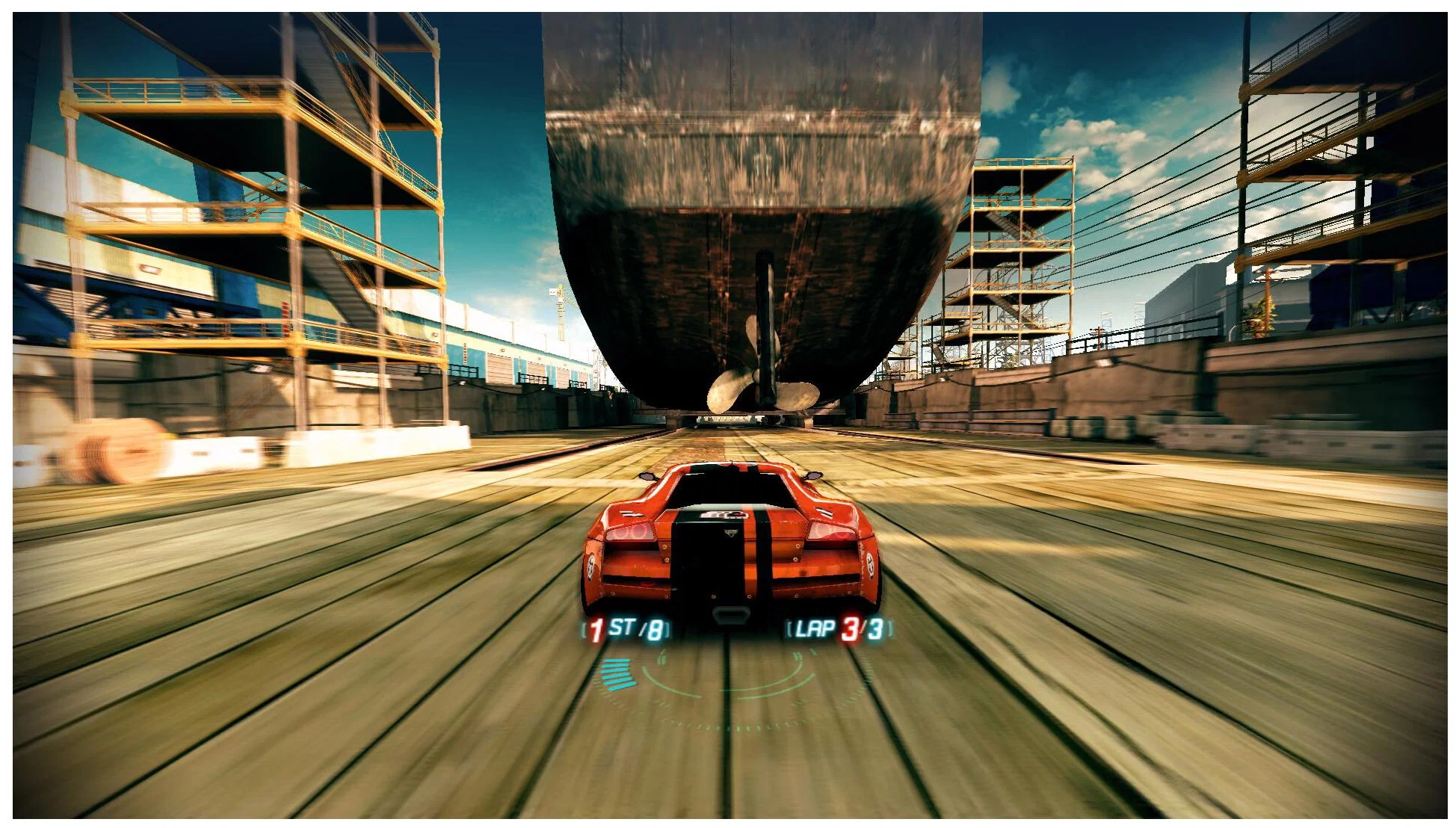 Captura SplitSecond Velocity – Auto Esquivando Obstaculos En Una Pista De Construccion