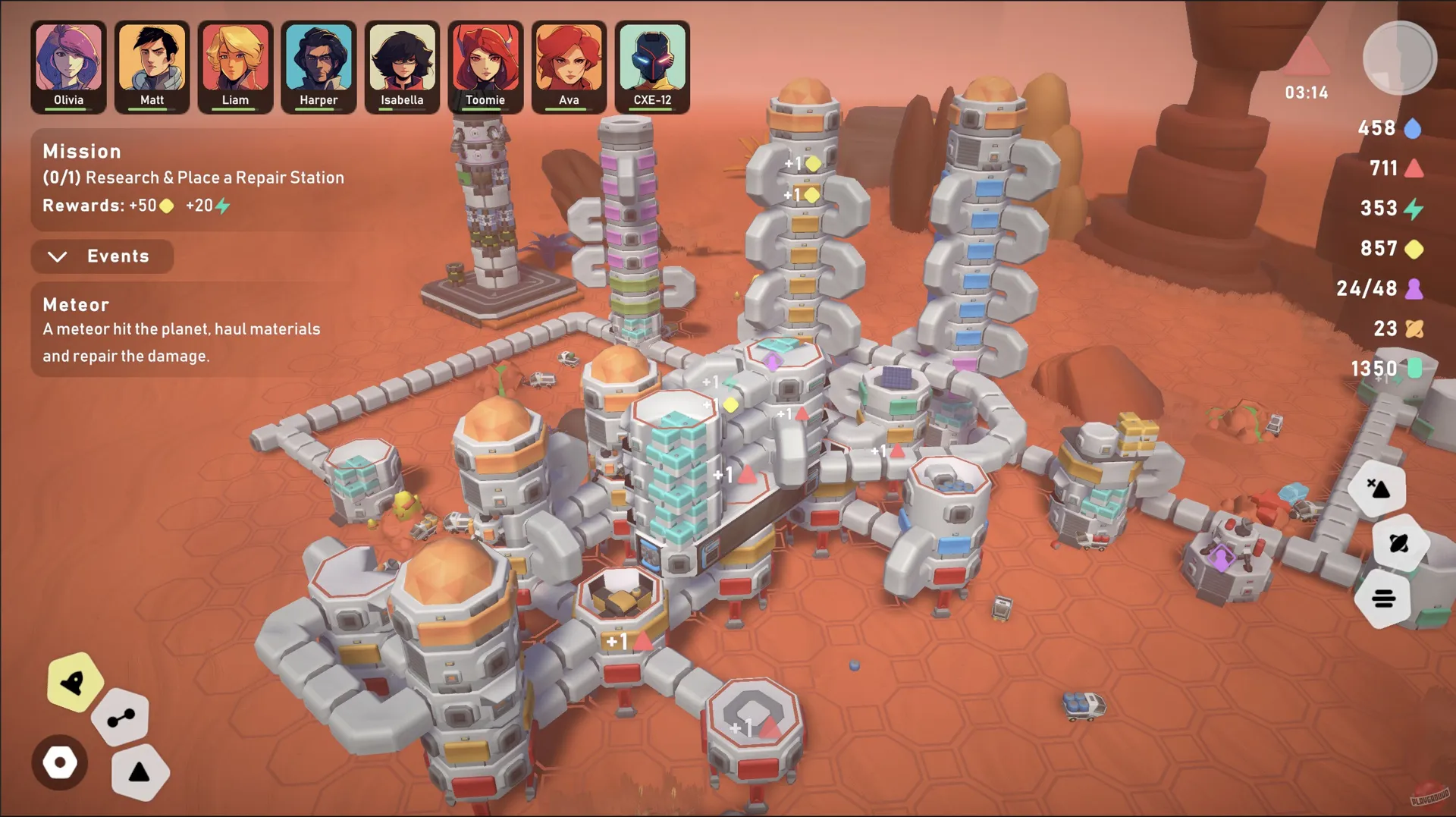 Captura Stellar Settlers Modulos De Base Interconectados En Un Terreno Marciano Rojo