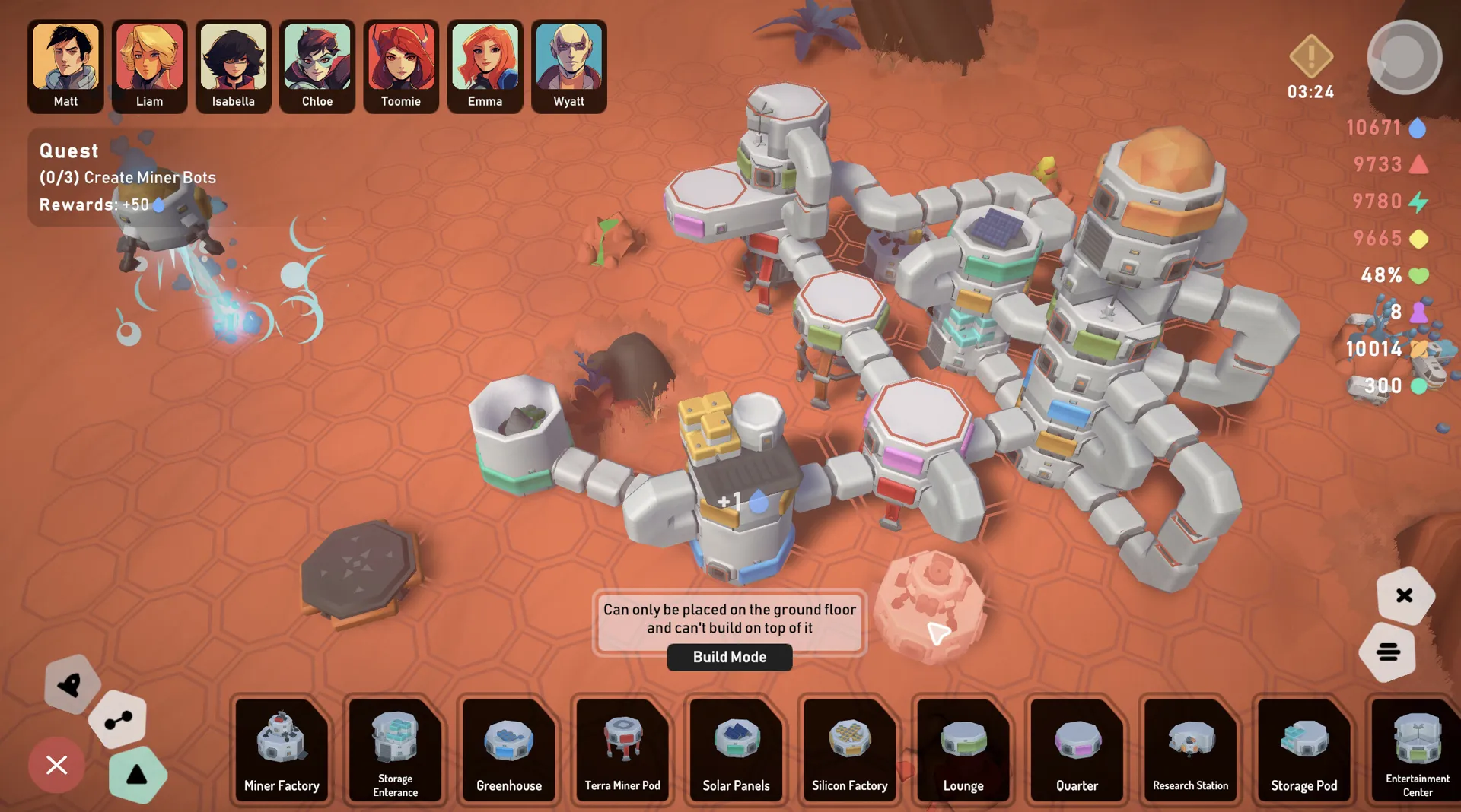 Captura Stellar Settlers Vista Cenital De La Colonia Espacial Con Menu De Recursos Activos