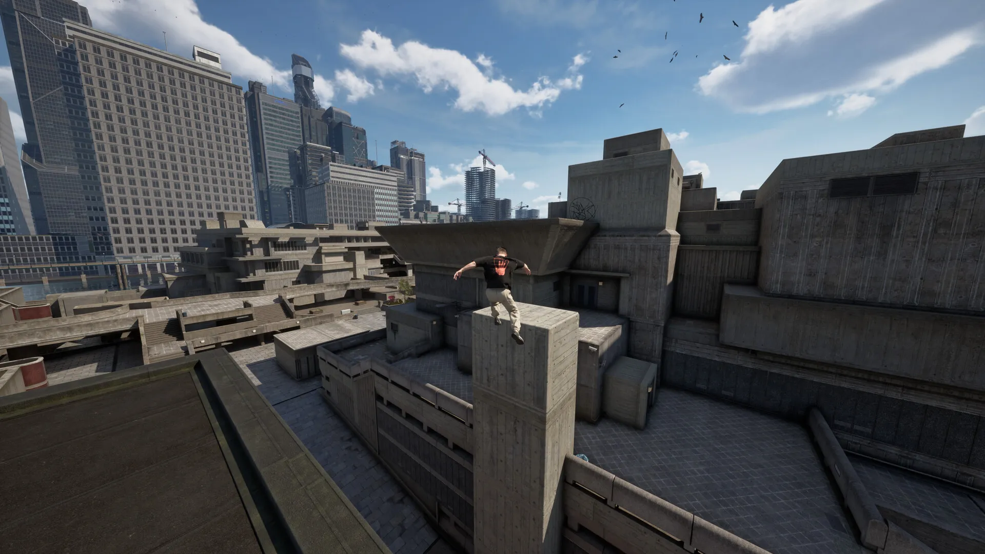 Captura Storror Parkour Pro – Vista Urbana Desde Lo Alto De Edificios Con Muros Grises Y Cielo Claro