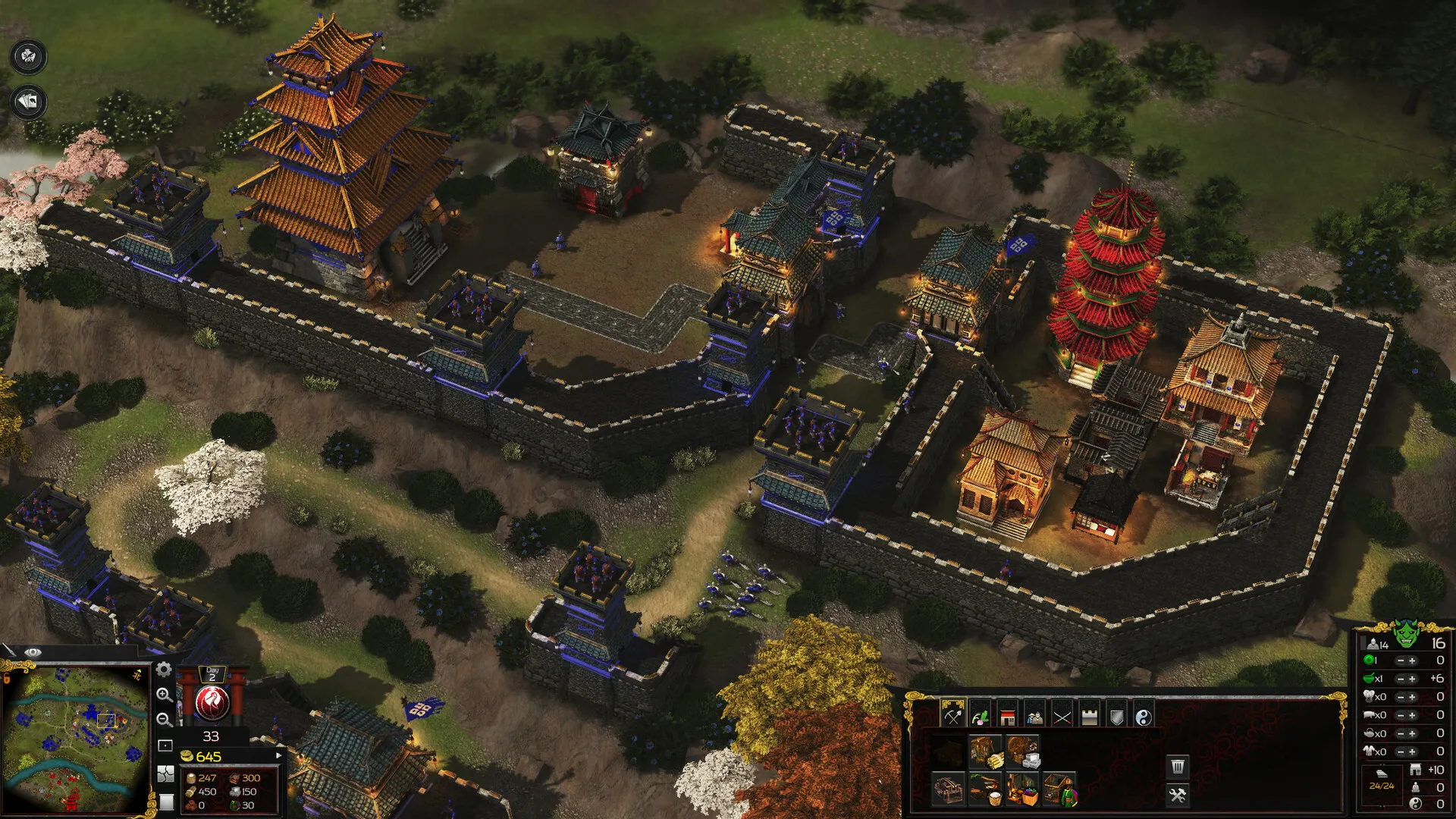 Captura Stronghold Warlords – Vista Aerea De Una Ciudad Fortificada Con Torres Y Murallas
