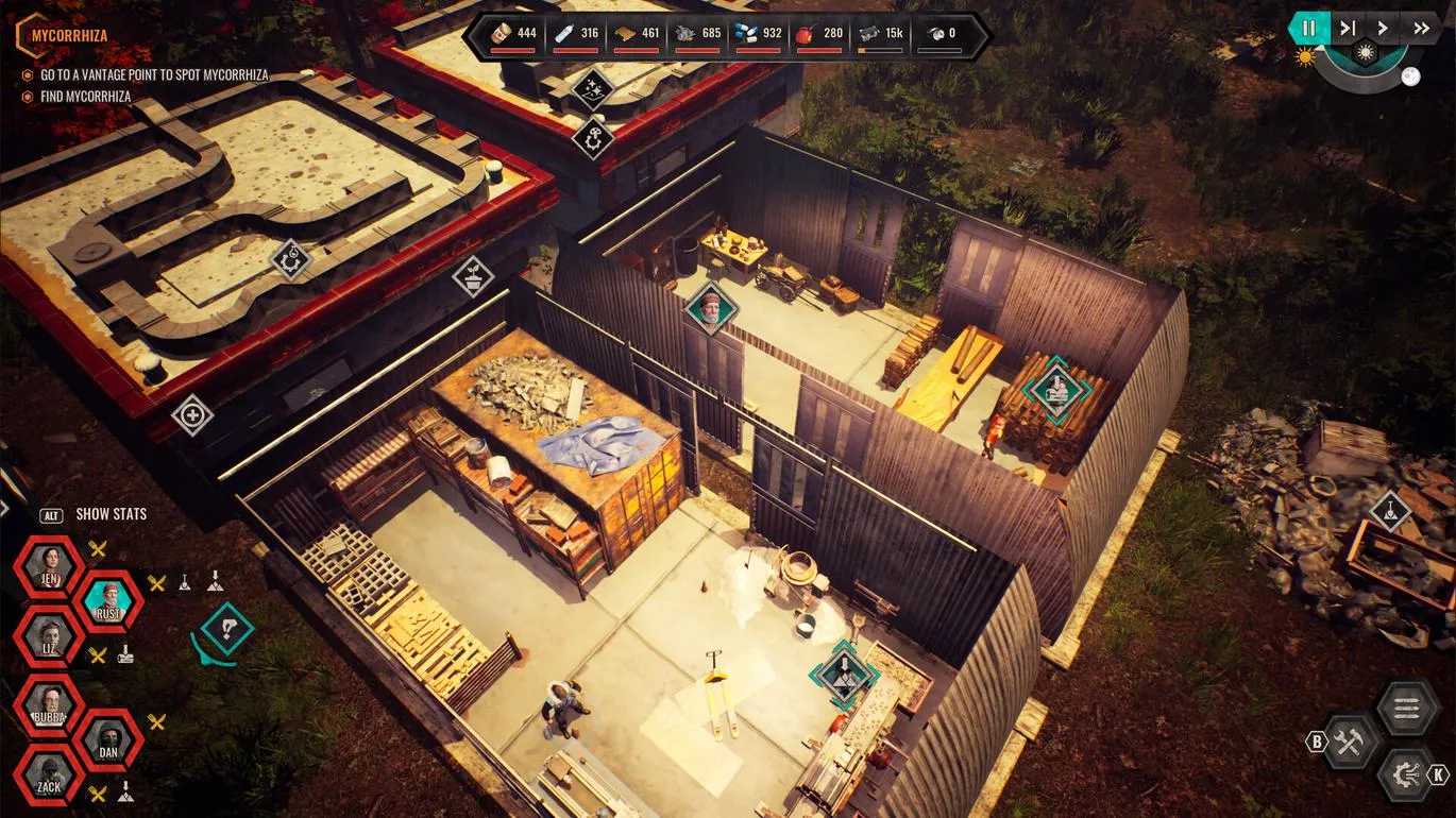 Captura Survive The Fall – Vista Aerea De Una Base Con Estructuras Defensivas