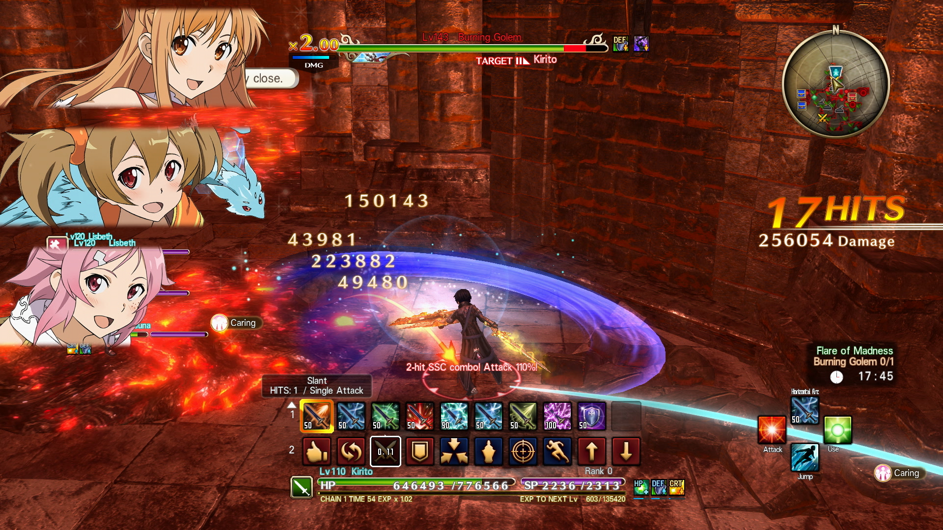 Captura Sword Art Online Hollow Realization – Pelea Con Multiples Personajes Y Contador De Golpes