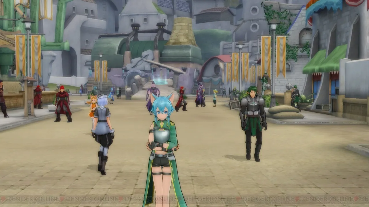 Captura Sword Art Online Re Hollow Fragment Ciudad Futurista Con Avatares Caminando