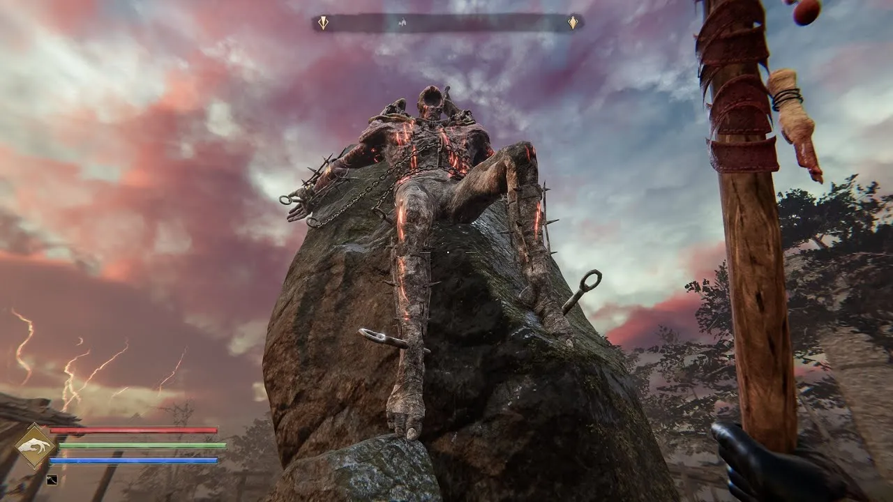 Captura Tainted Grail The Fall Of Avalon – Enfrentamiento Al Pie De Una Roca Alta Iluminada Por Atardecer