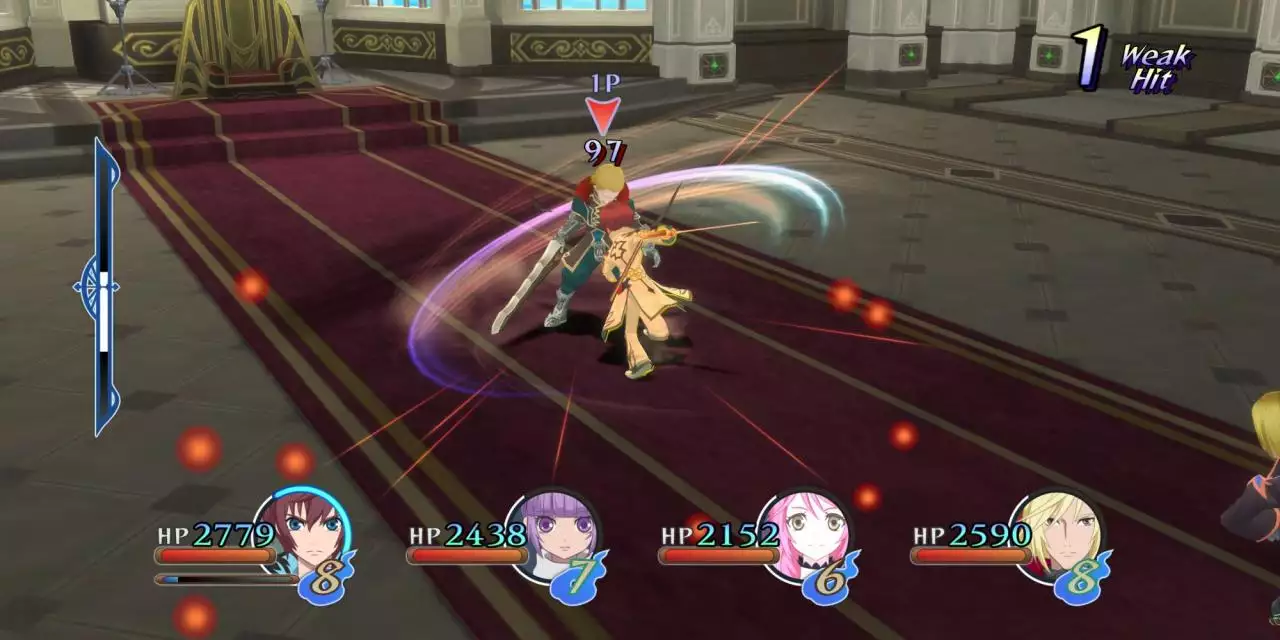 Captura Tales Of Graces – Pelea Con Interfaz De Grupo Visible Mientras Se Realizan Movimientos Especiales