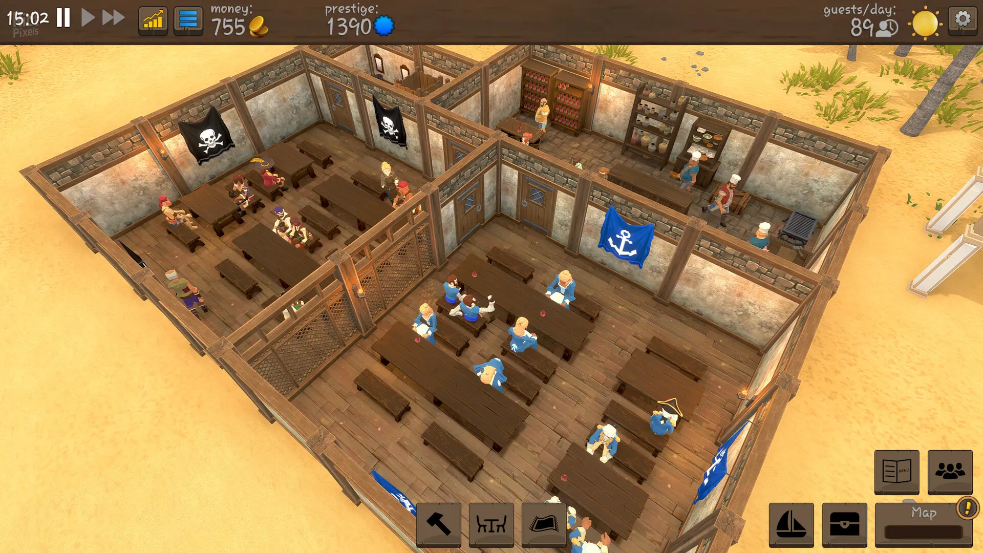 Captura Tavern Master – Diseno De Una Taberna Ubicada En El Desierto Con Mobiliario Organizado
