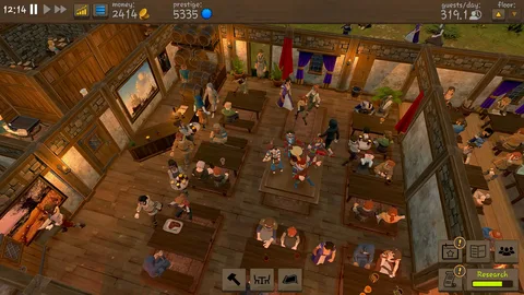 Captura Tavern Master – Salon De La Taberna Lleno De Clientes Comiendo Y Conversando