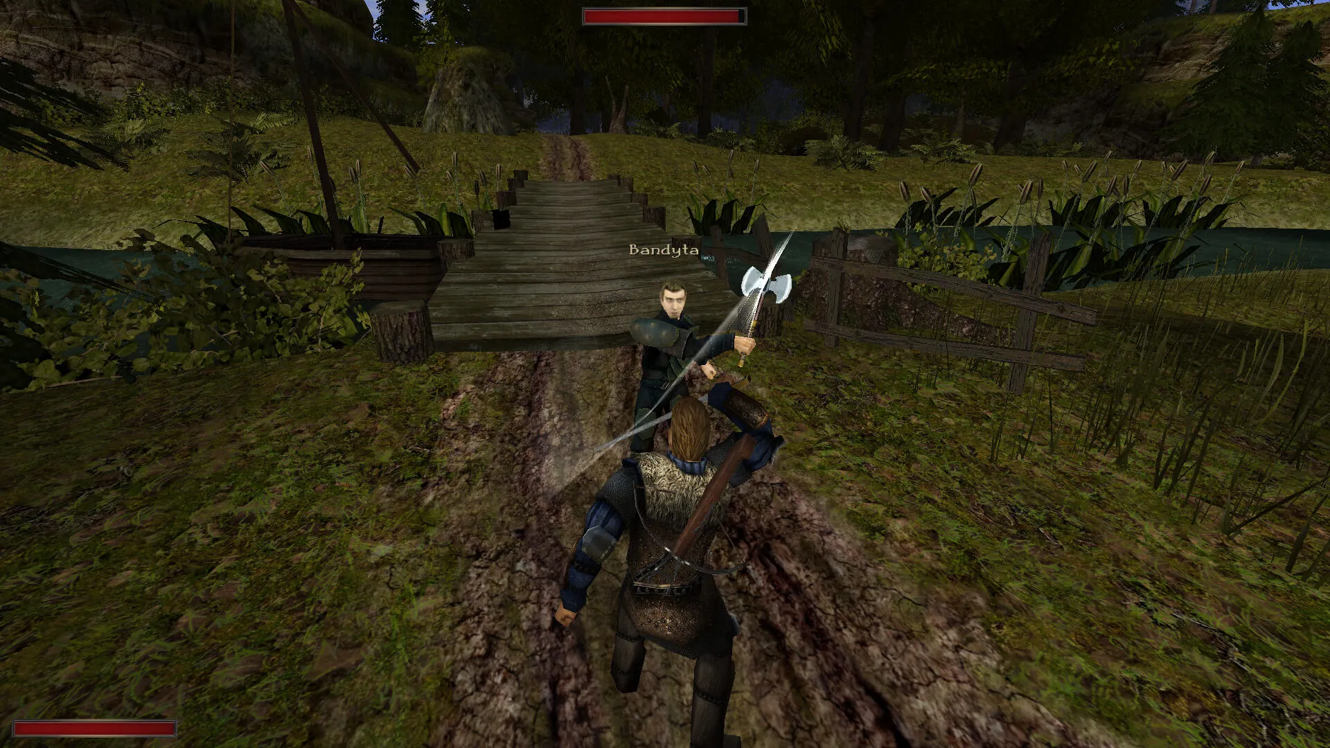 Captura The Chronicles Of Myrtana Archolos – Personaje Con Espada Explorando Un Sendero De Tierra