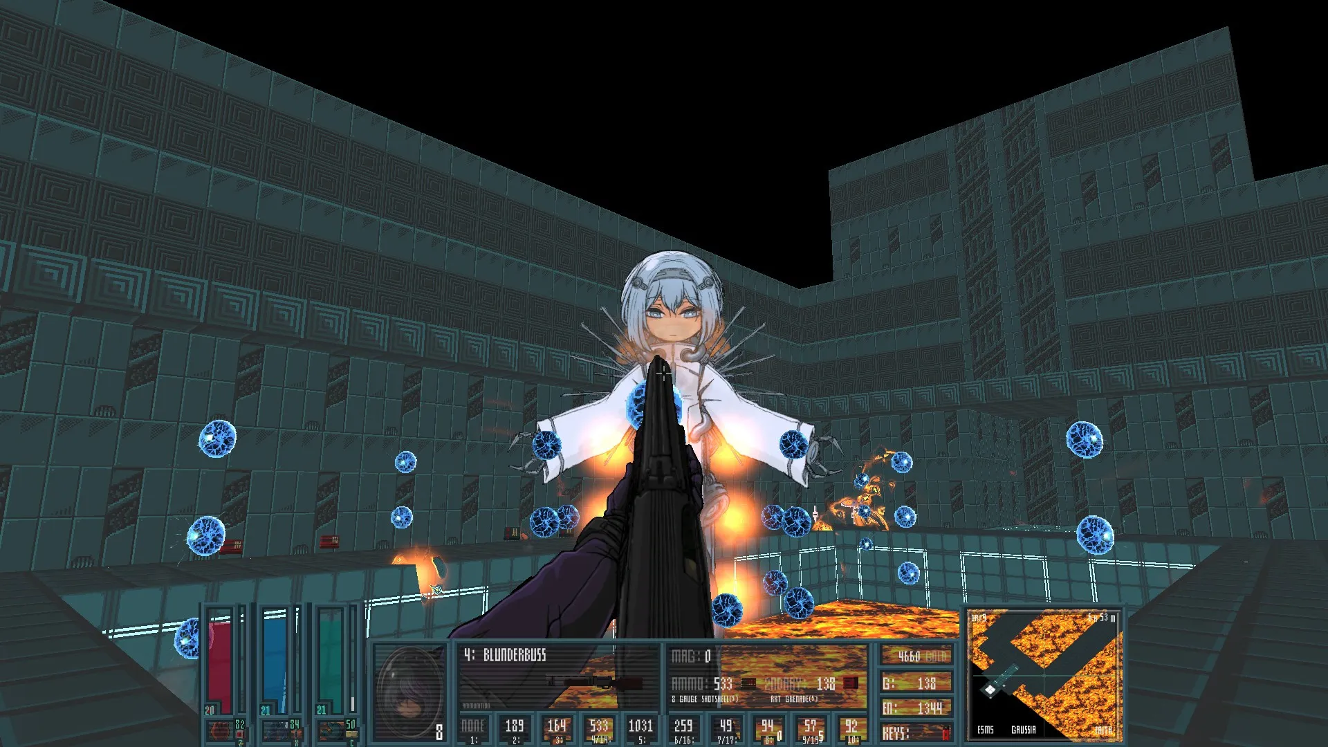 Captura The Citadel – Personaje De Cabello Blanco Rodeado De Enemigos En Una Sala Oscura