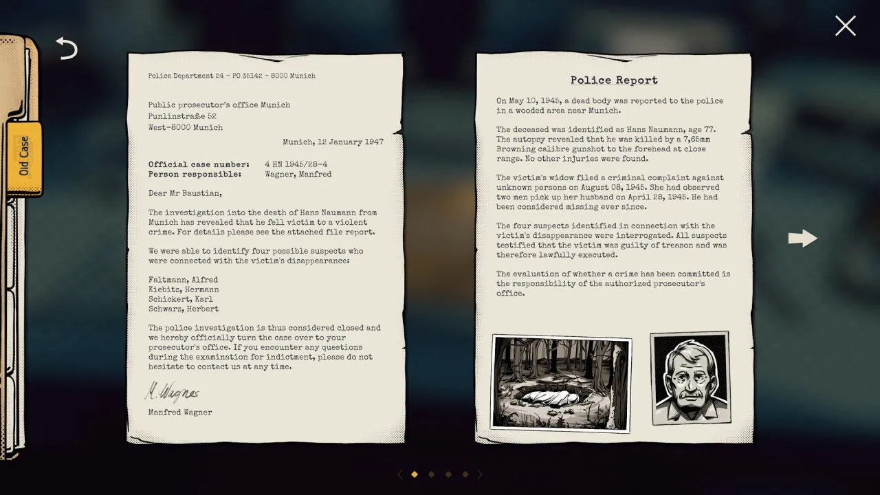 Captura The Darkest Files Documentos Oficiales Y Cartas Escaneadas Dentro De La Interfaz Del Juego