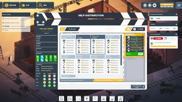 Captura The Executive Movie Industry Tycoon – Menu De Produccion De Peliculas Con Interfaz De Gestion