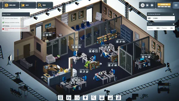 Captura The Executive Movie Industry Tycoon – Oficina Isometrica Con Varios Empleados Trabajando