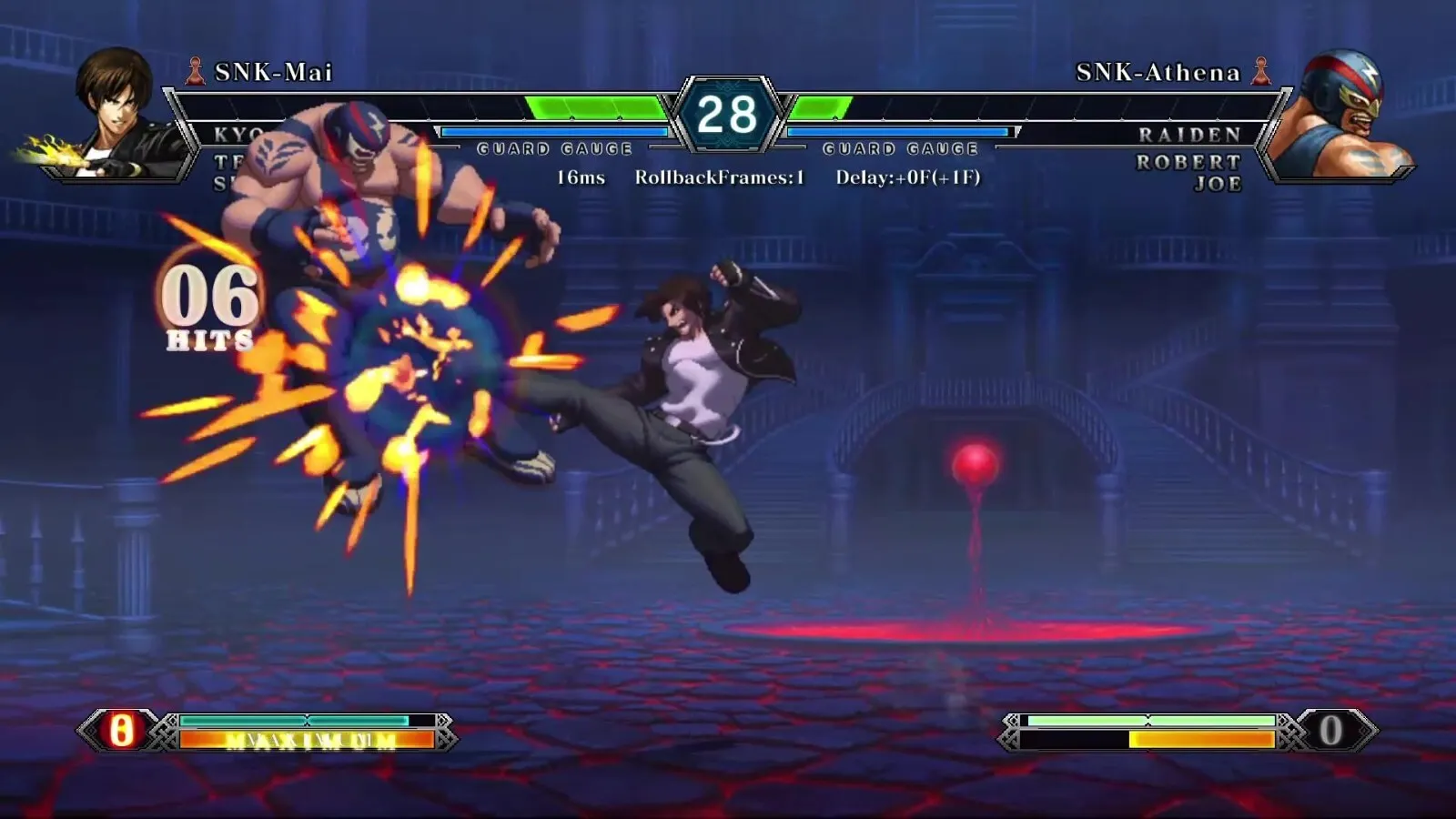 Captura The King Of Fighters XIII Global Match – Ataque Especial Impactando Al Oponente En Combate Nocturno