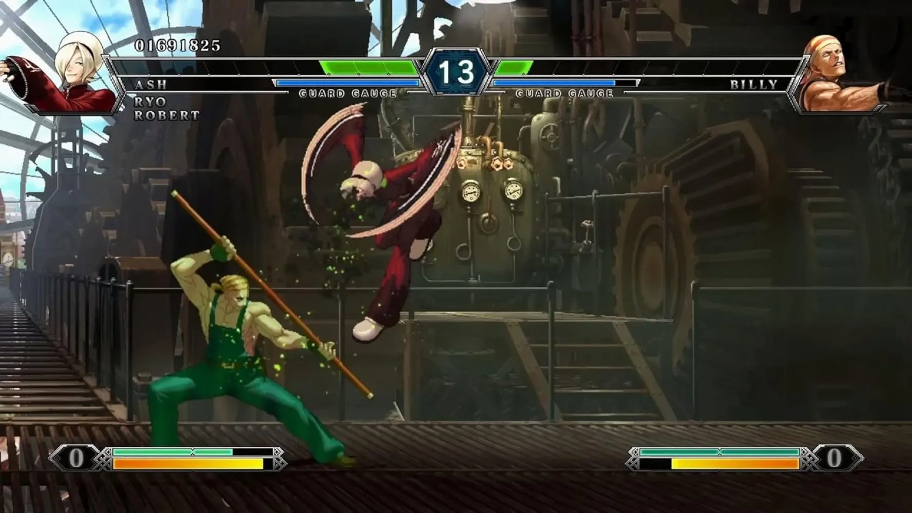 Captura The King Of Fighters XIII Global Match – Lucha Entre Dos Personajes En Escenario Oscuro