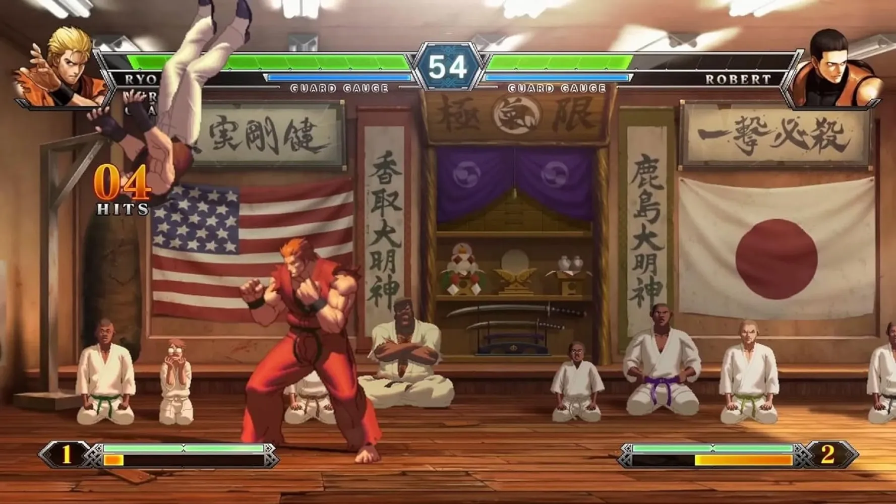 Captura The King Of Fighters XIII Global Match – Pelea En Dojo Con Banderas De EE