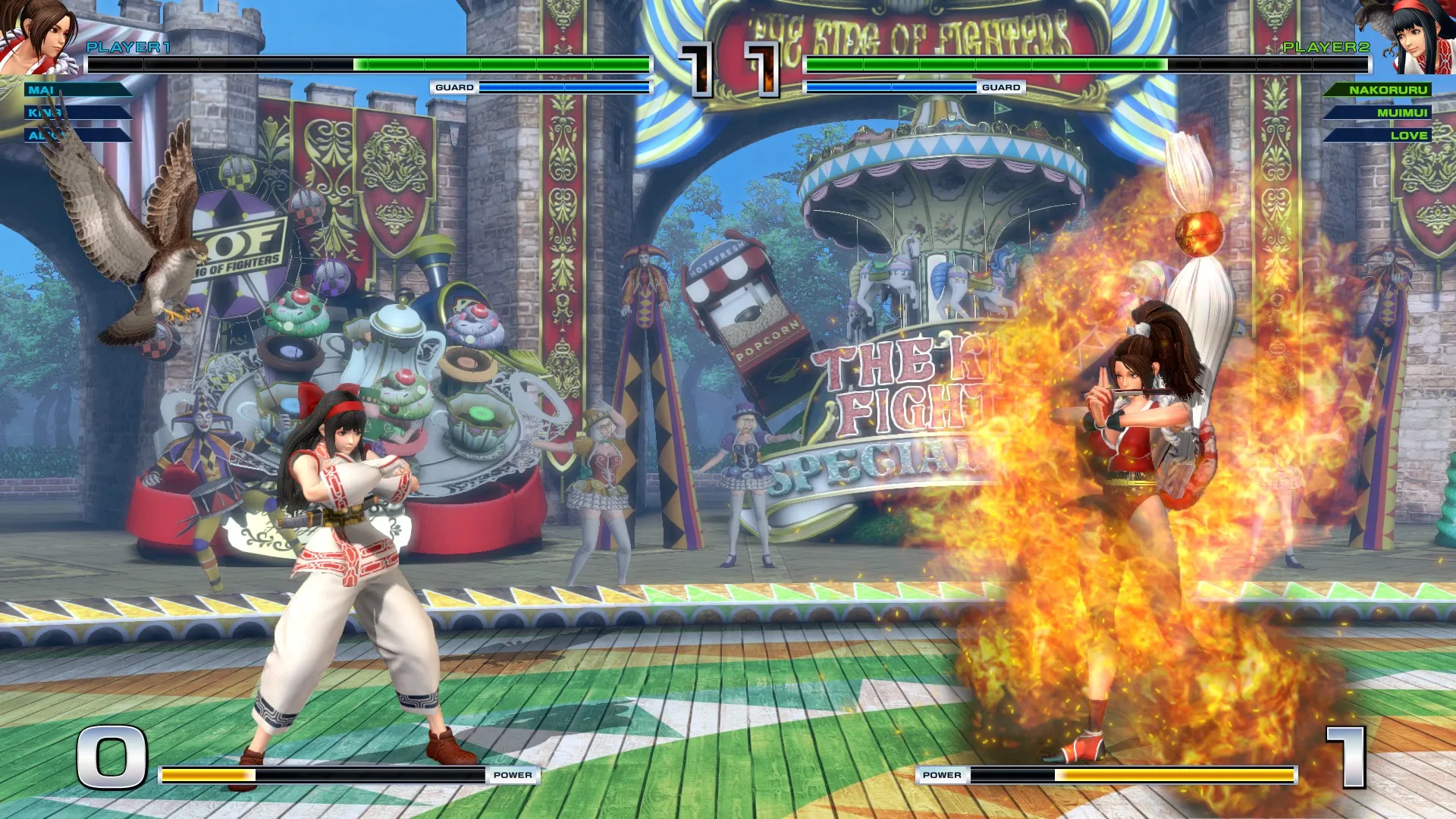 Captura The King Of Fighters XIV – Pelea En Escenario Festivo Con Ataque De Fuego Activo