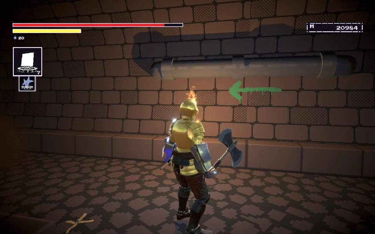 Captura The Last Hero Of Nostalgaia Interfaz Con Personaje Explorando Una Mazmorra De Piedra