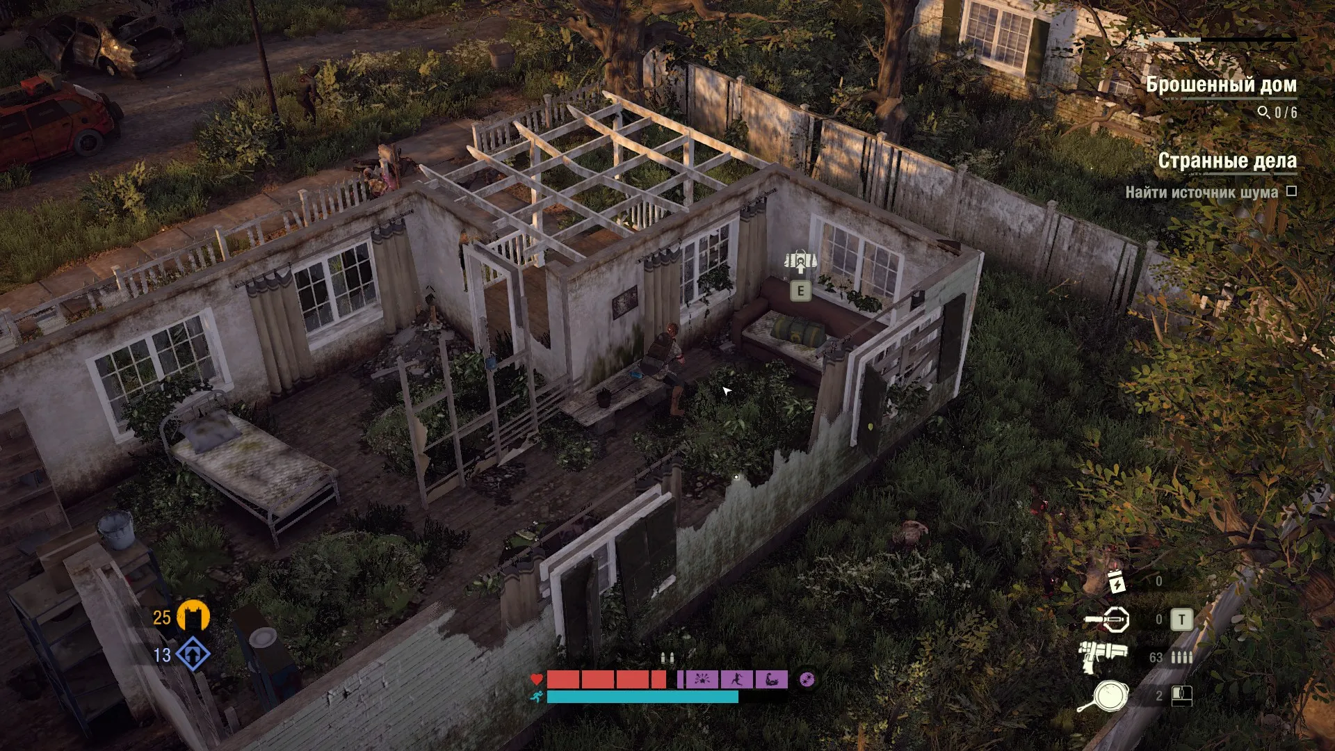 Captura The Last Stand Aftermath – Vista Aerea De Una Casa Devastada Con HUD Visible