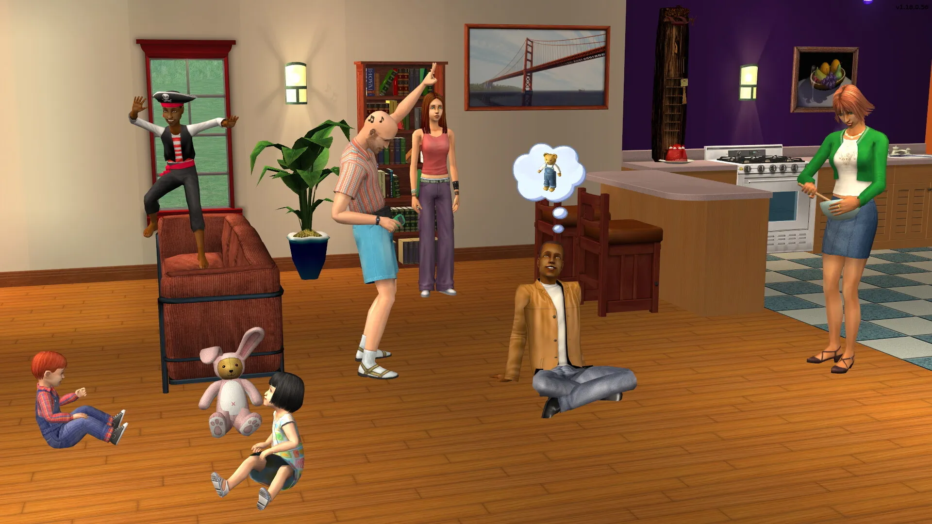 Captura The Sims 2 Escena Familiar En Casa Con Madre Reganando A Un Sim En El Suelo
