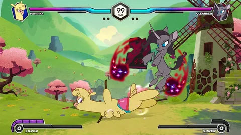 Captura Thems Fightin Herds – Pelea Entre Pony Amarillo Y Criatura Oscura Con Alas Magicas