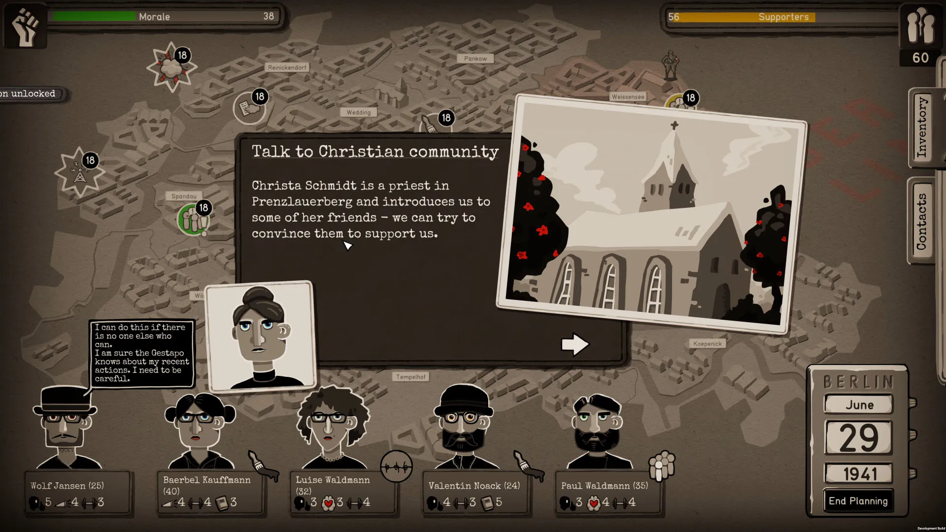 Captura Through The Darkest Of Times Mapa Con Misiones Marcadas Y Retratos De Miembros De La Resistencia