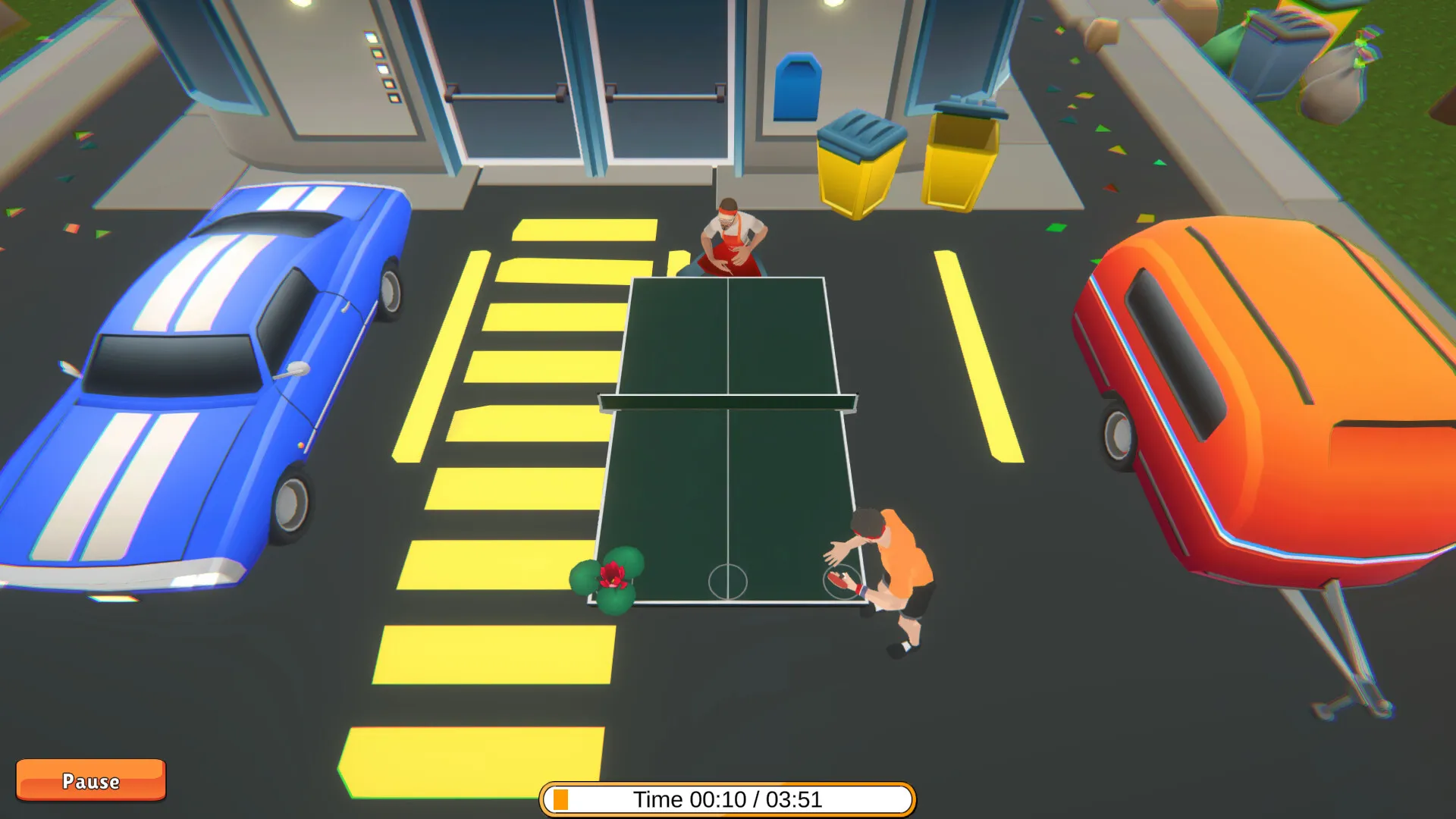 Captura Timo Boll Beats Mesa De Ping Pong Colocada Entre Autos En Una Calle Urbana