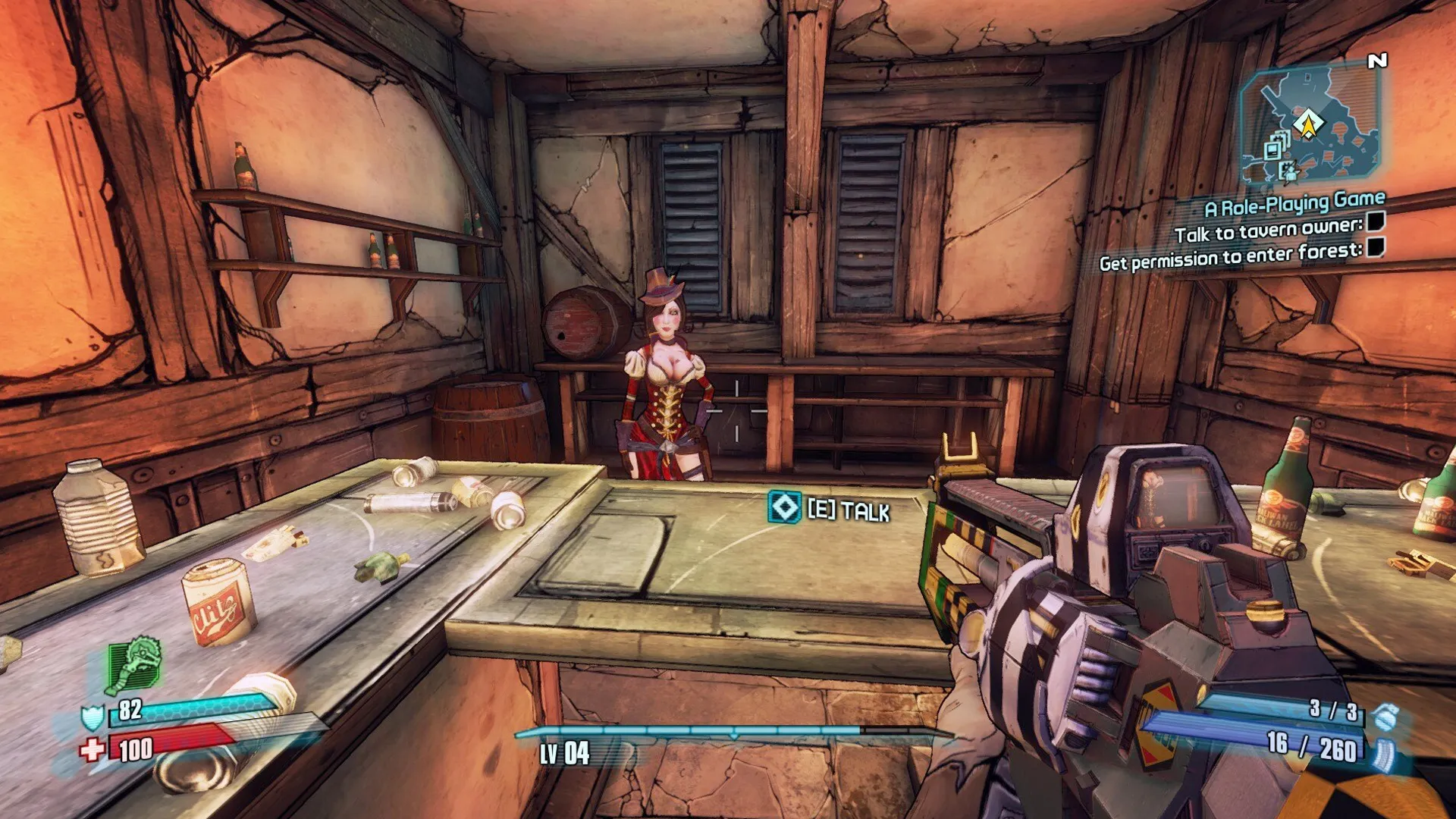 Captura Tiny Tinas Assault On Dragon Keep Interior De Taberna Con Armas Y Menu De Dialogo En Pantalla
