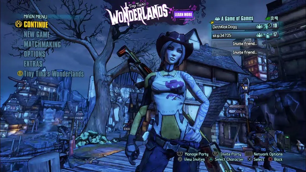 Captura Tiny Tinas Assault On Dragon Keep Personaje Femenino Con Menu Activo En Ciudad Iluminada
