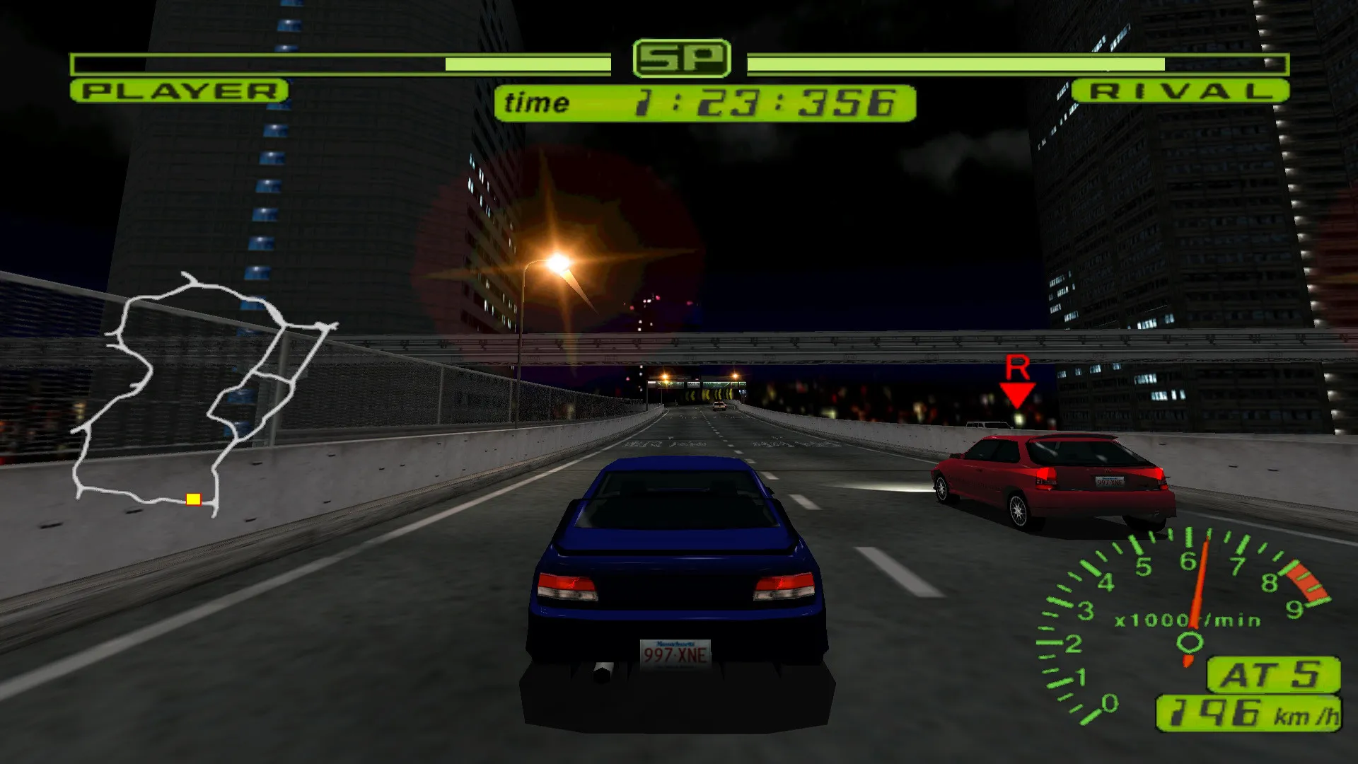 Captura Tokyo Xtreme Racer 2 Carrera Nocturna Con Velocimetro Y Mapa En Pantalla Dividida