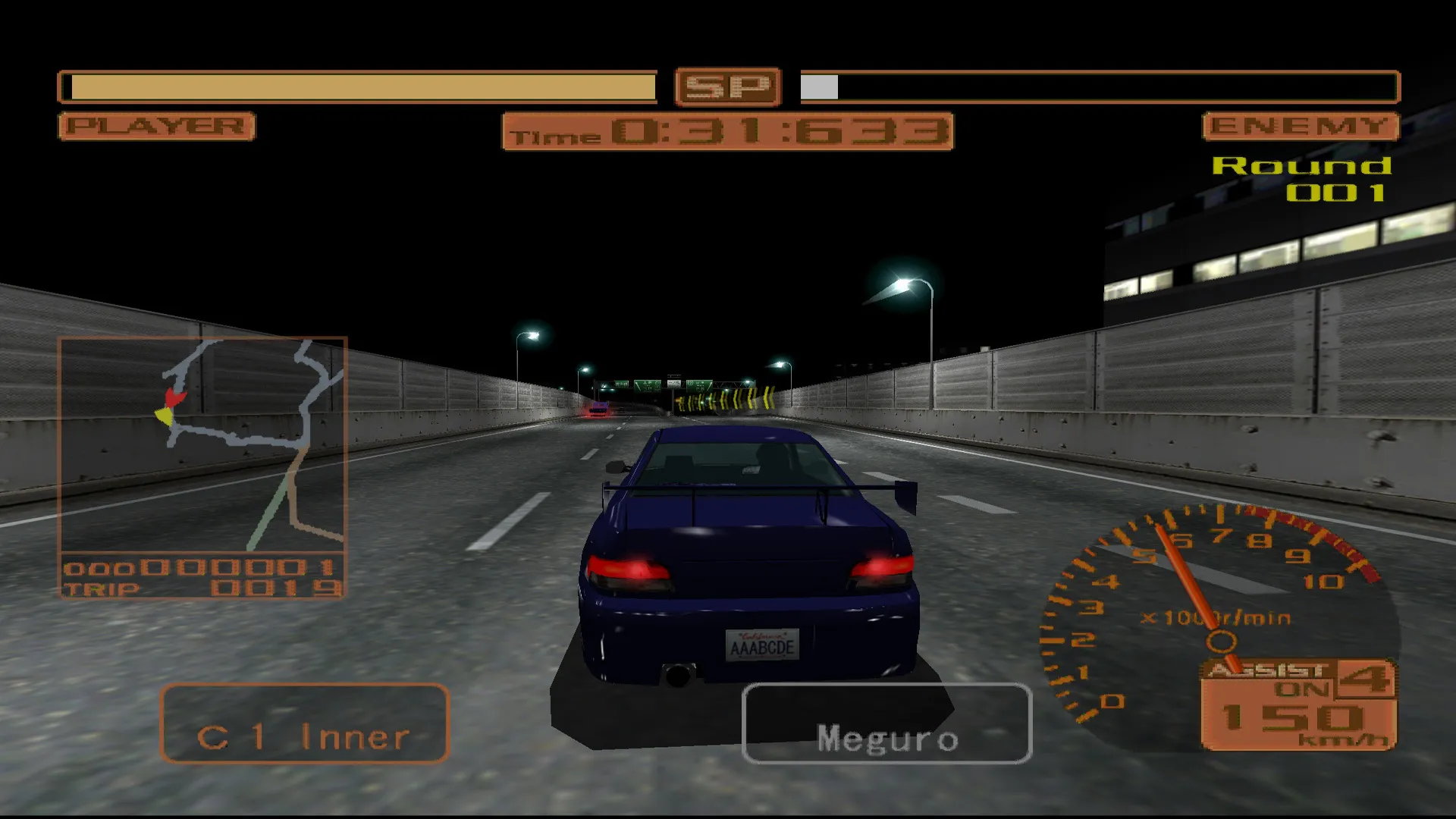 Captura Tokyo Xtreme Racer 2 Dos Vehiculos Corren En Autopista Iluminada Interfaz Con Detalles De Carrera