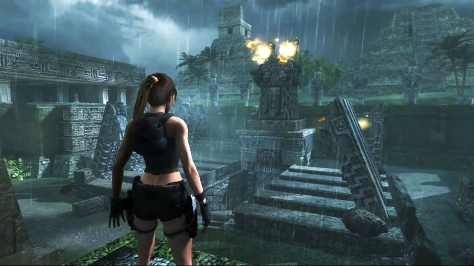 Captura Tomb Raider Underworld – Lara Frente A Una Escalera En Ruinas Con Arquitectura Maya
