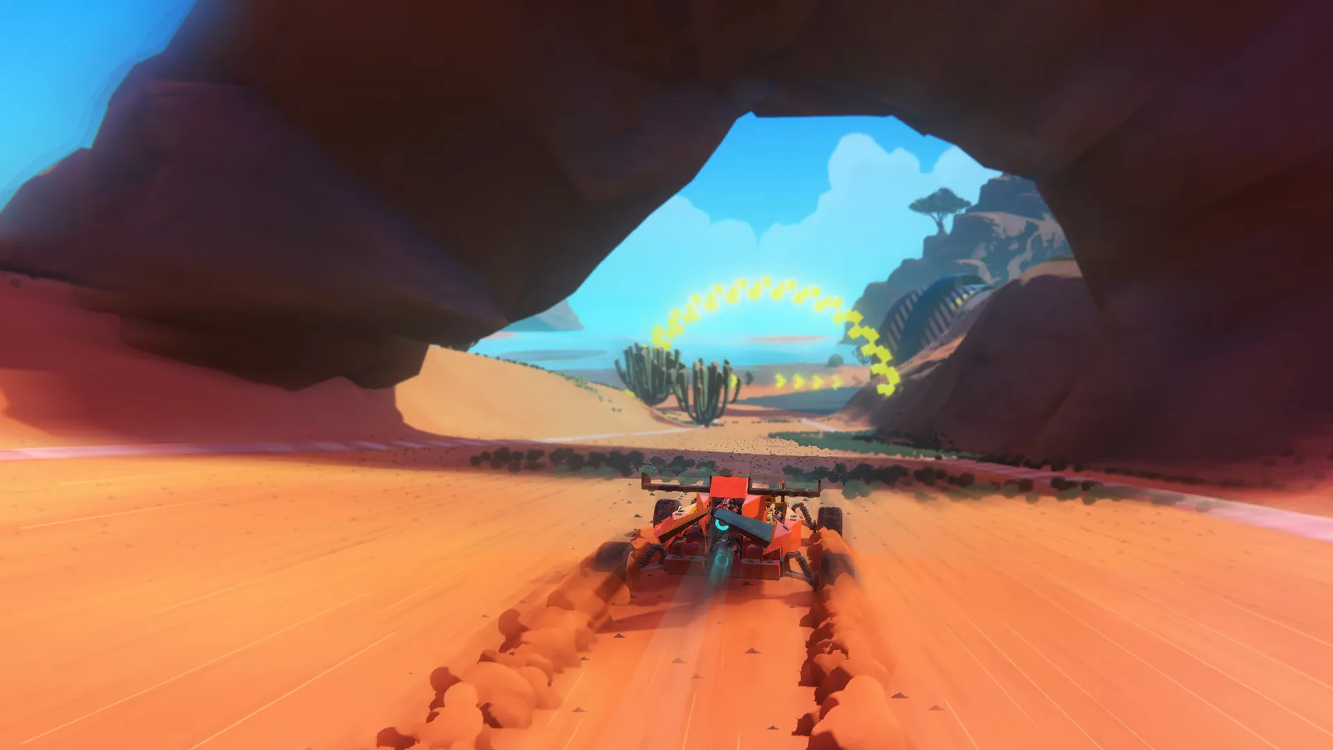 Captura Trailmakers – Vehiculo Pasa Bajo Un Arco De Roca A Gran Velocidad