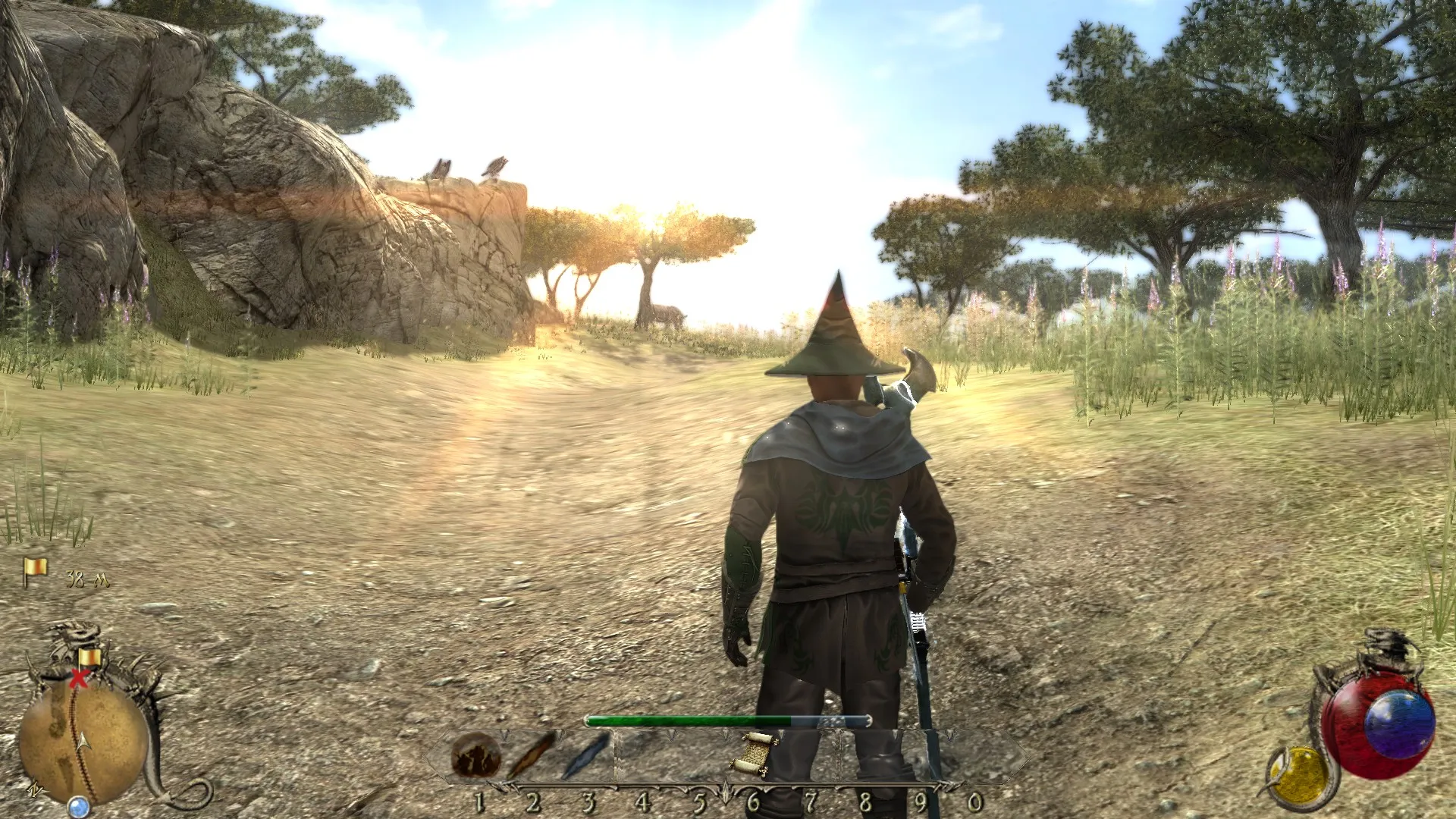 Captura Two Worlds – Viajero En Paisaje Abierto Con Interfaz Clasica De RPG