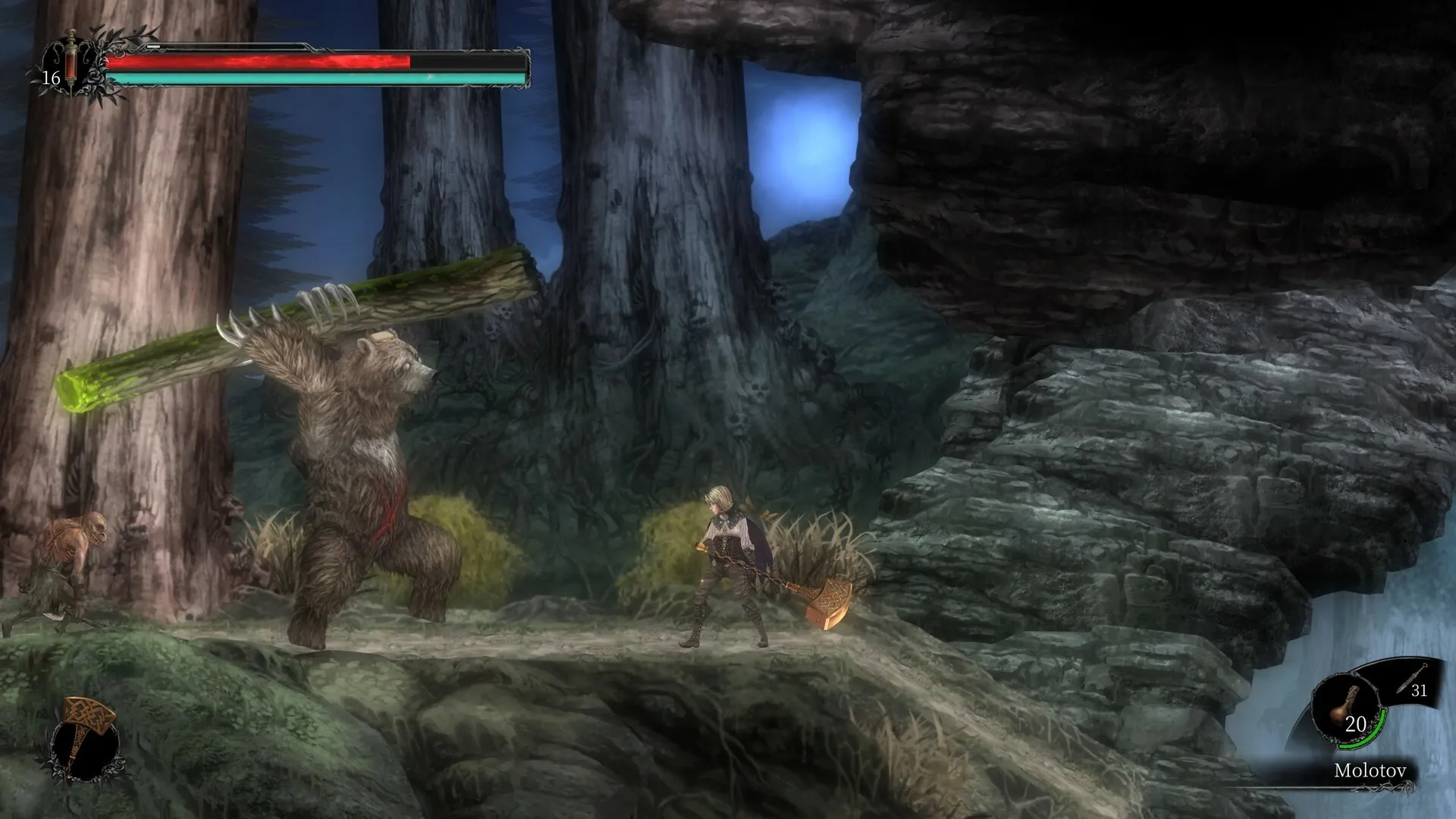 Captura Vigil The Longest Night – Combate Entre Personaje Y Criatura En Bosque Oscuro