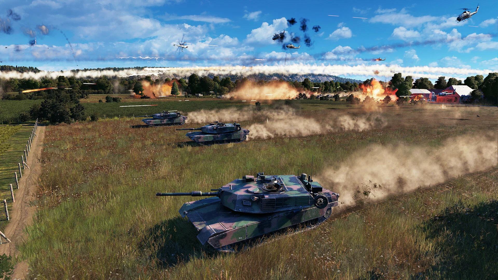 Captura WARNO – Tanques Avanzan Levantando Tierra En Campo Abierto