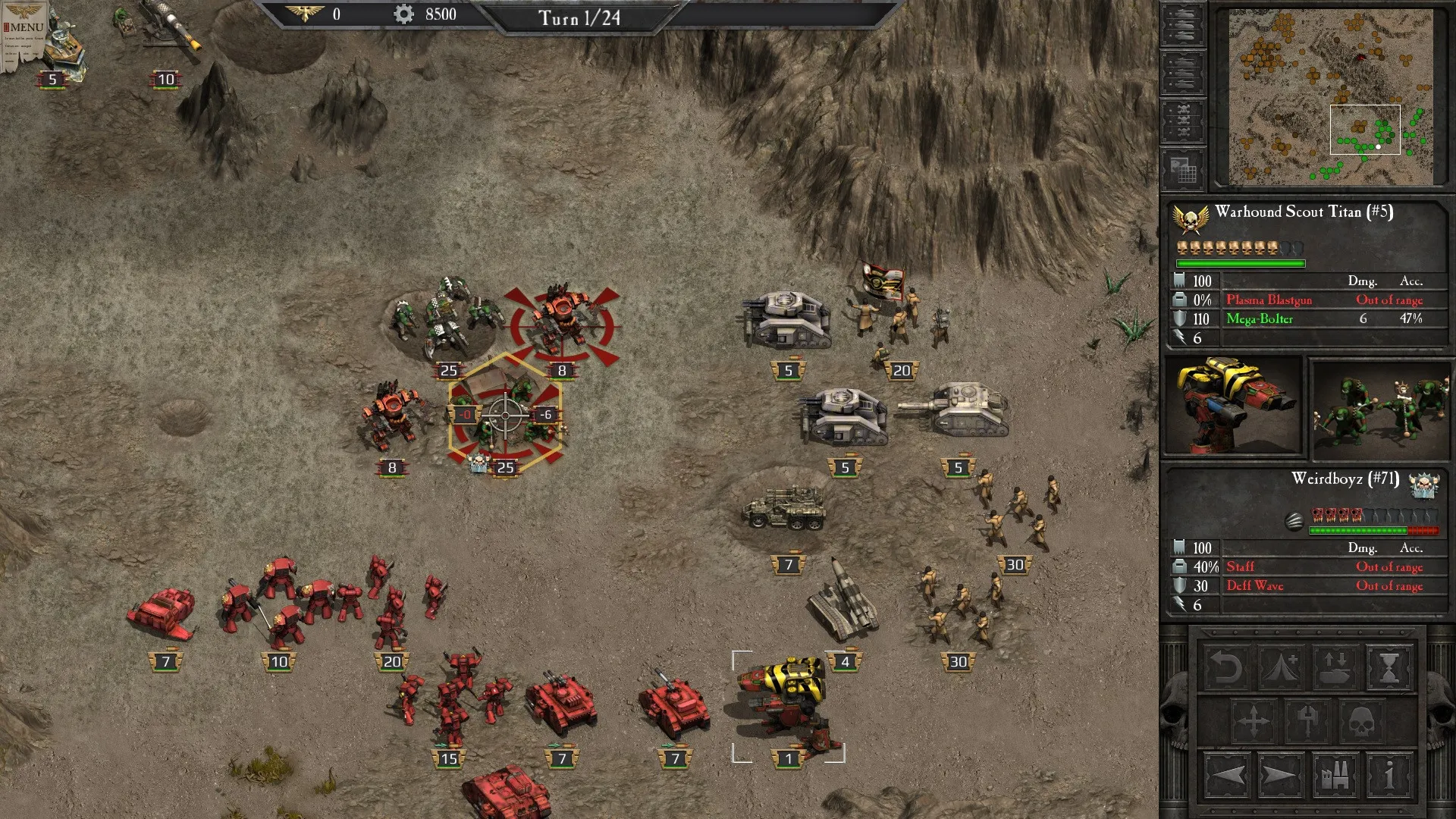 Captura Warhammer 40000 Armageddon – Tropas Enfrentandose En Una Zona Arida Con Interfaz Tactica Visible