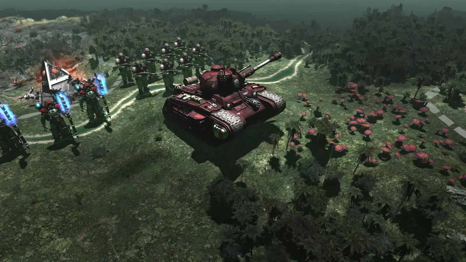 Captura Warhammer 40000 Gladius Relics Of War Tanques Y Soldados Cruzan Una Zona Boscosa