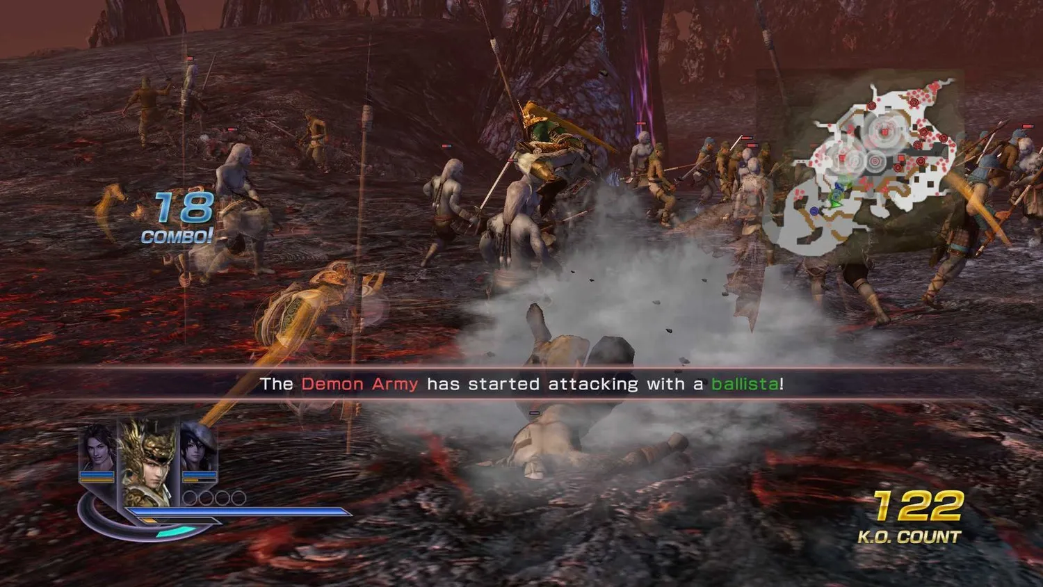 Captura Warriors Orochi 3 Ultimate Personaje Ejecutando Un Ataque Especial Rodeado De Enemigos