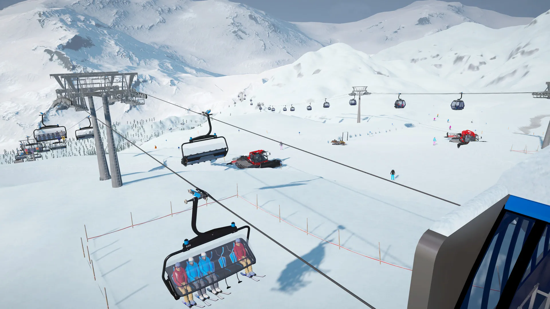 Captura Winter Resort Simulator Season 2 – Vista General De Pistas De Esqui Y Varios Telefericos Operando