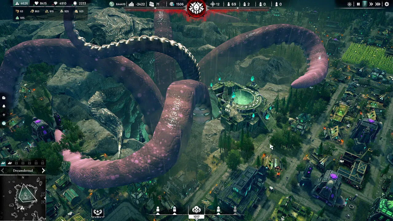 Captura Worshippers Of Cthulhu Criatura Tentacular Invadiendo La Ciudad Desde El Cielo
