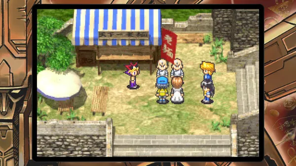 Captura Yu Gi Oh Early Days Collection – Vista Cenital De Un Pueblo Con Personajes Estilo Retro