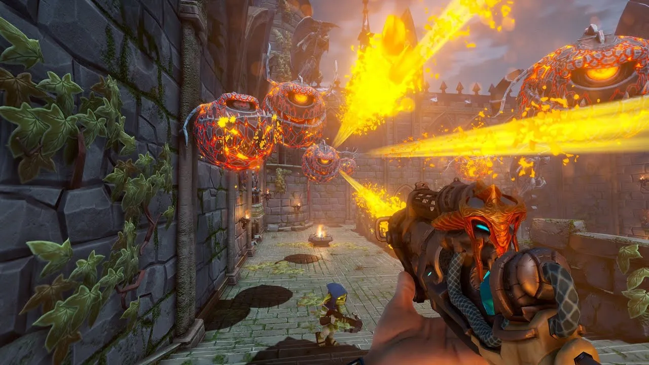 Captura Ziggurat 2 Escena De Combate Magico Con Golem Y Hechizos En Una Sala Oscura