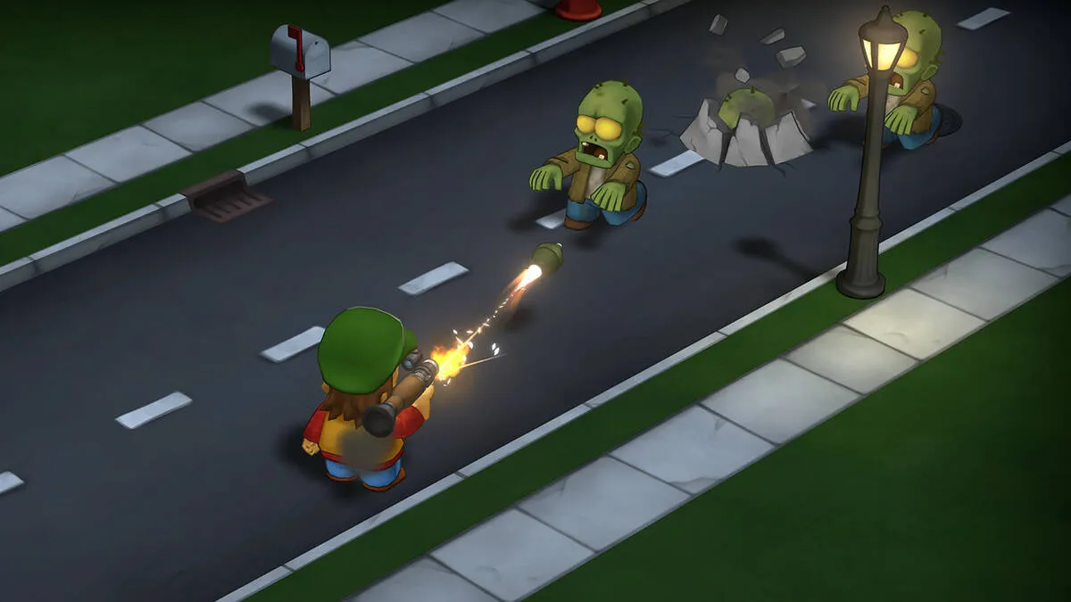Captura Zombieville 3D – Personaje Dispara Hacia Zombies Que Se Acercan Por La Calle